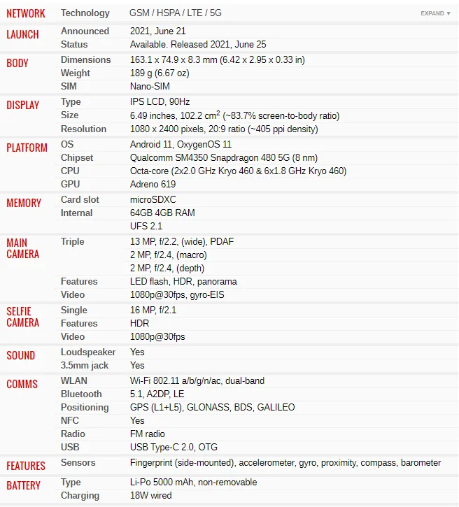 OnePlus Nord N200 5G Smartphone Image