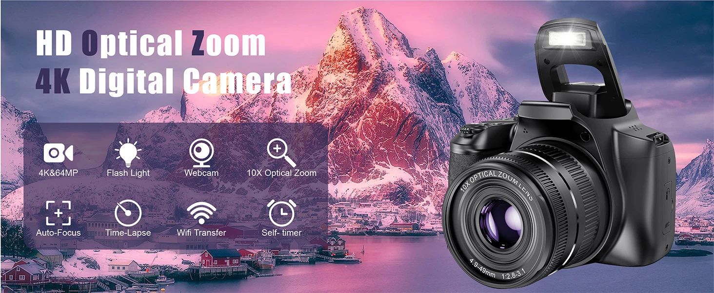 2024 4K 64MP DSLR Camera