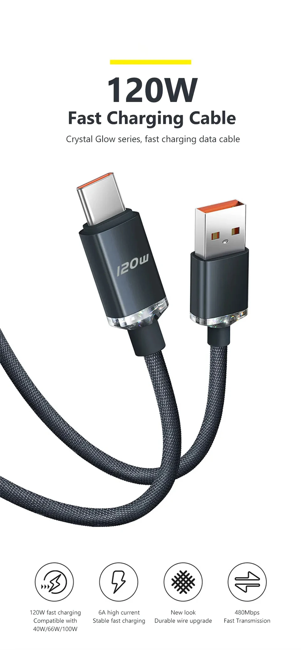 120W USB Type C Fast Charging Cable